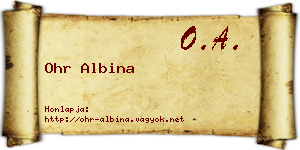 Ohr Albina névjegykártya